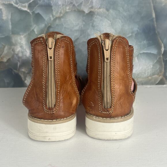 Cucos Calzado Sandals Women's Size 9 Brown Leather Braided Back Zip Up Mexico - Picture 3 of 9